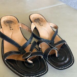 Think! Black Sandals Strappy Design